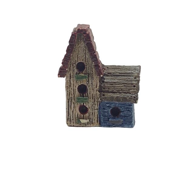 Blue & White Double Bird House Collectible Lapel Pin vintage style - Picture 2 of 8